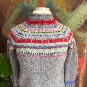 Liz Claiborne vintage Multi Colored Fair Isle Knitted Wool Blend Sweater Med